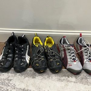 Puma sneakers 10.5D black/yellow, silver/red and black $30 for all three pairs
